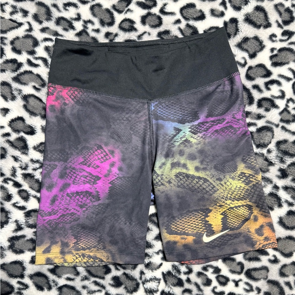 Nike Black and Multicolor Snake Print Shorts